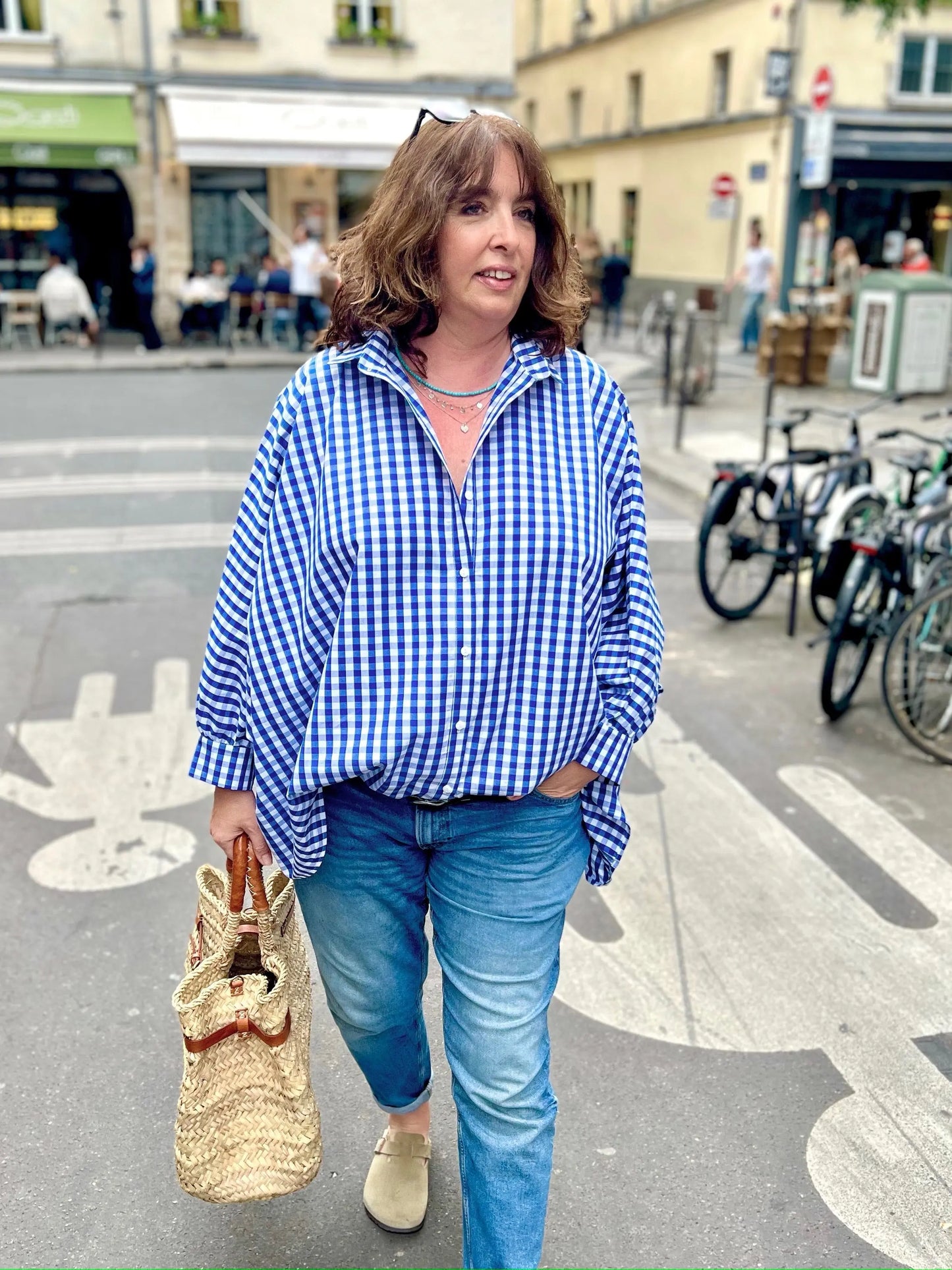 Chemise maxi oversize Caroline en popeline Vichy Les Militantes