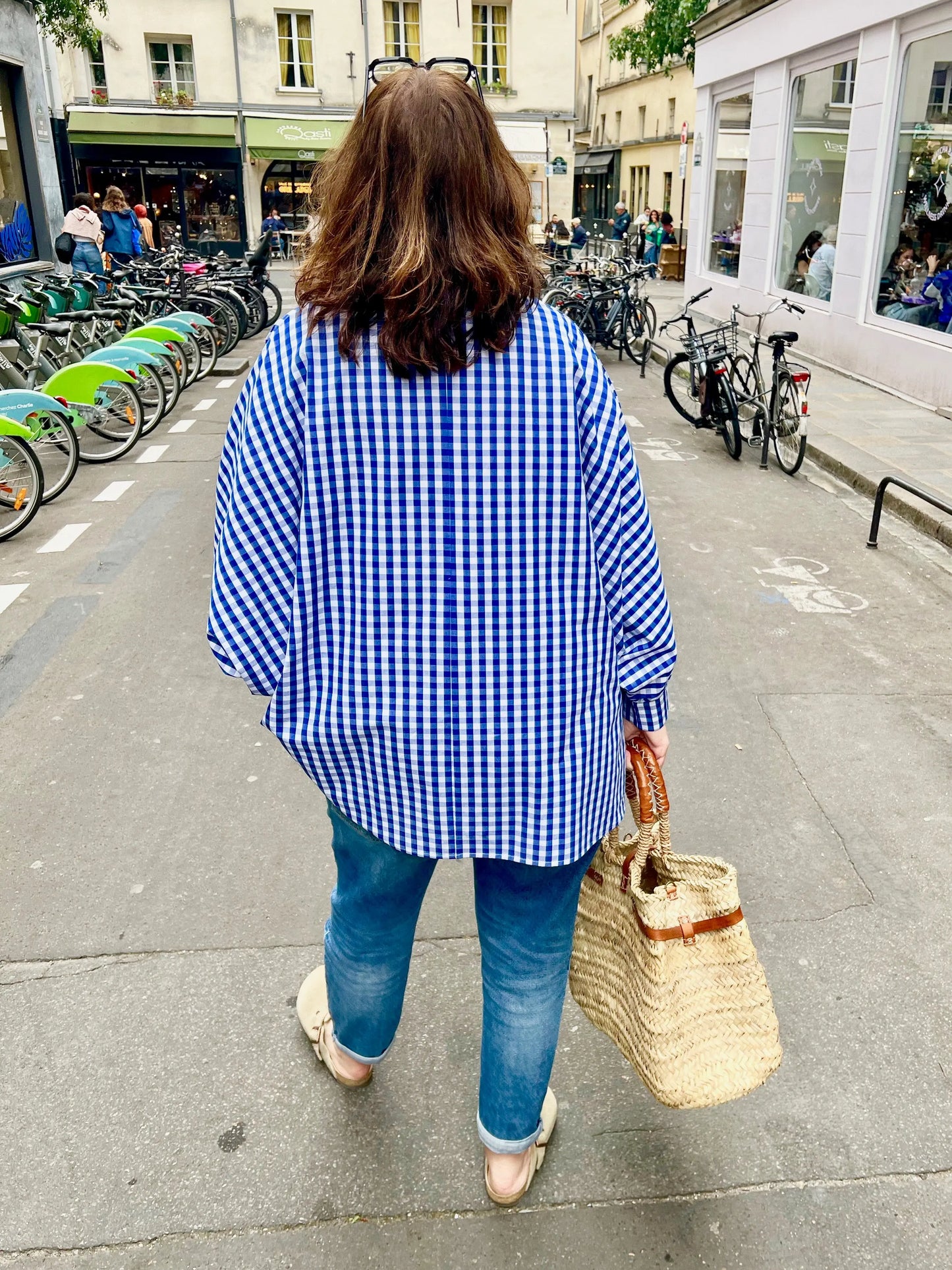 Chemise maxi oversize Caroline en popeline Vichy Les Militantes