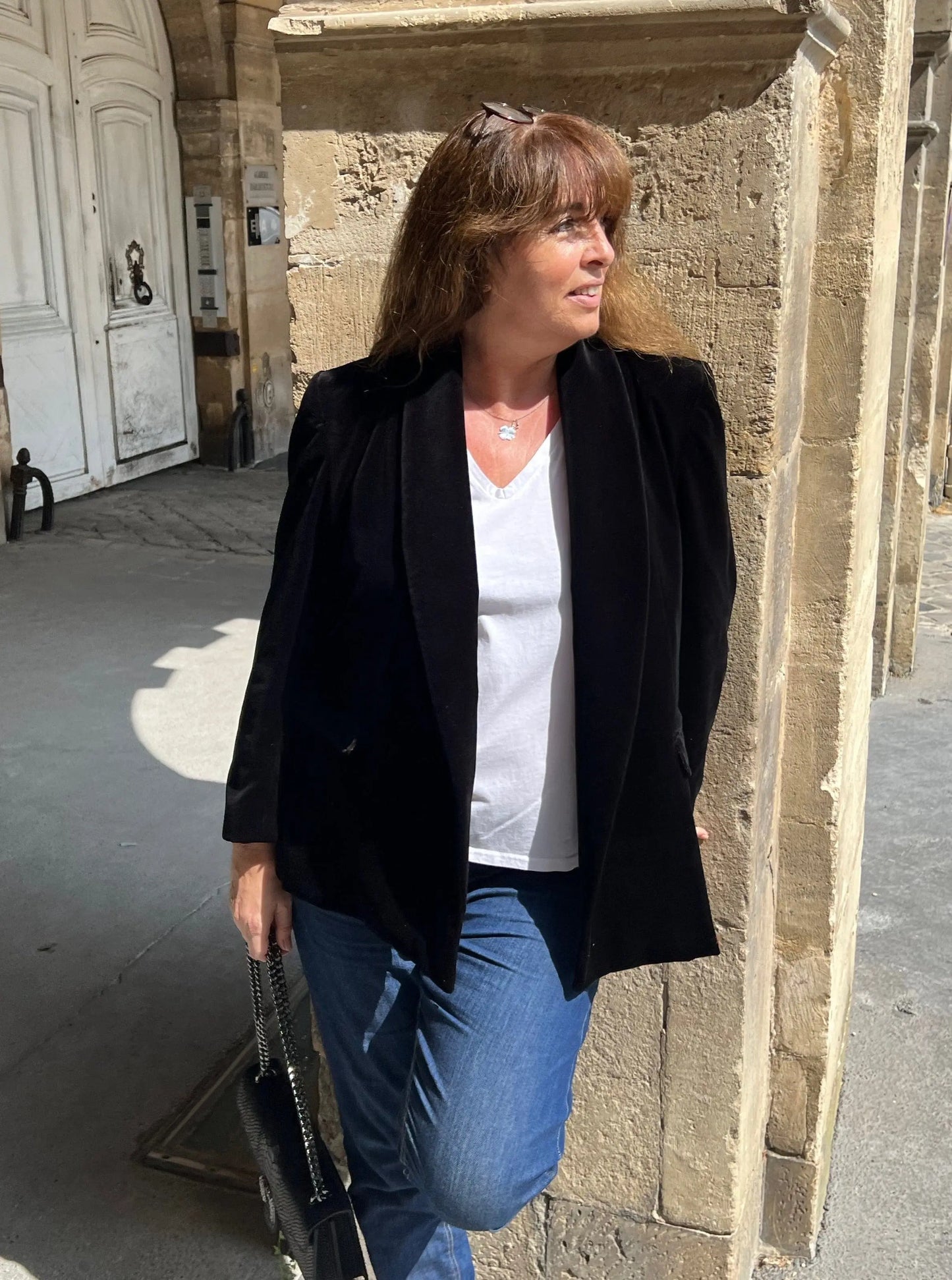 Blazer velours noir création grande taille femme face1