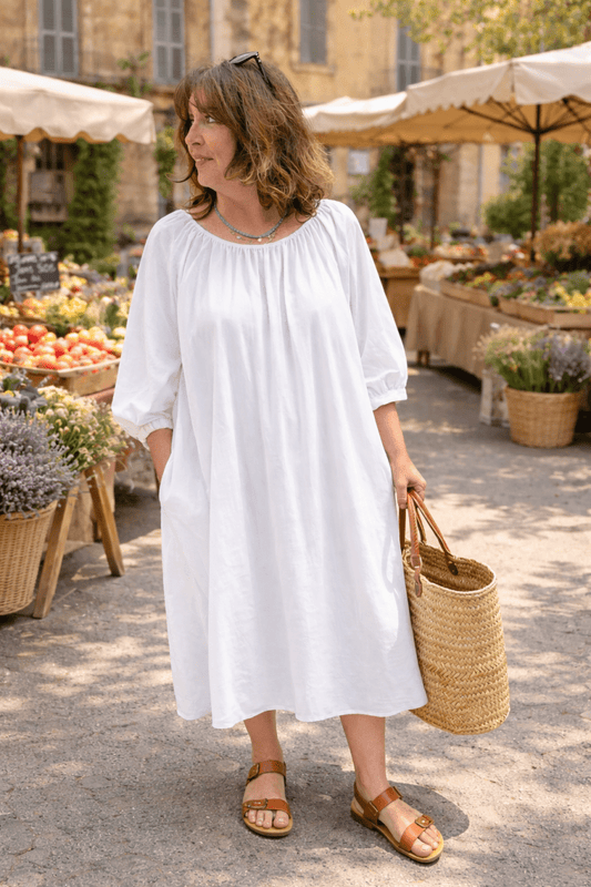 Robe grande taille popeline de coton
blanc Les Militantes