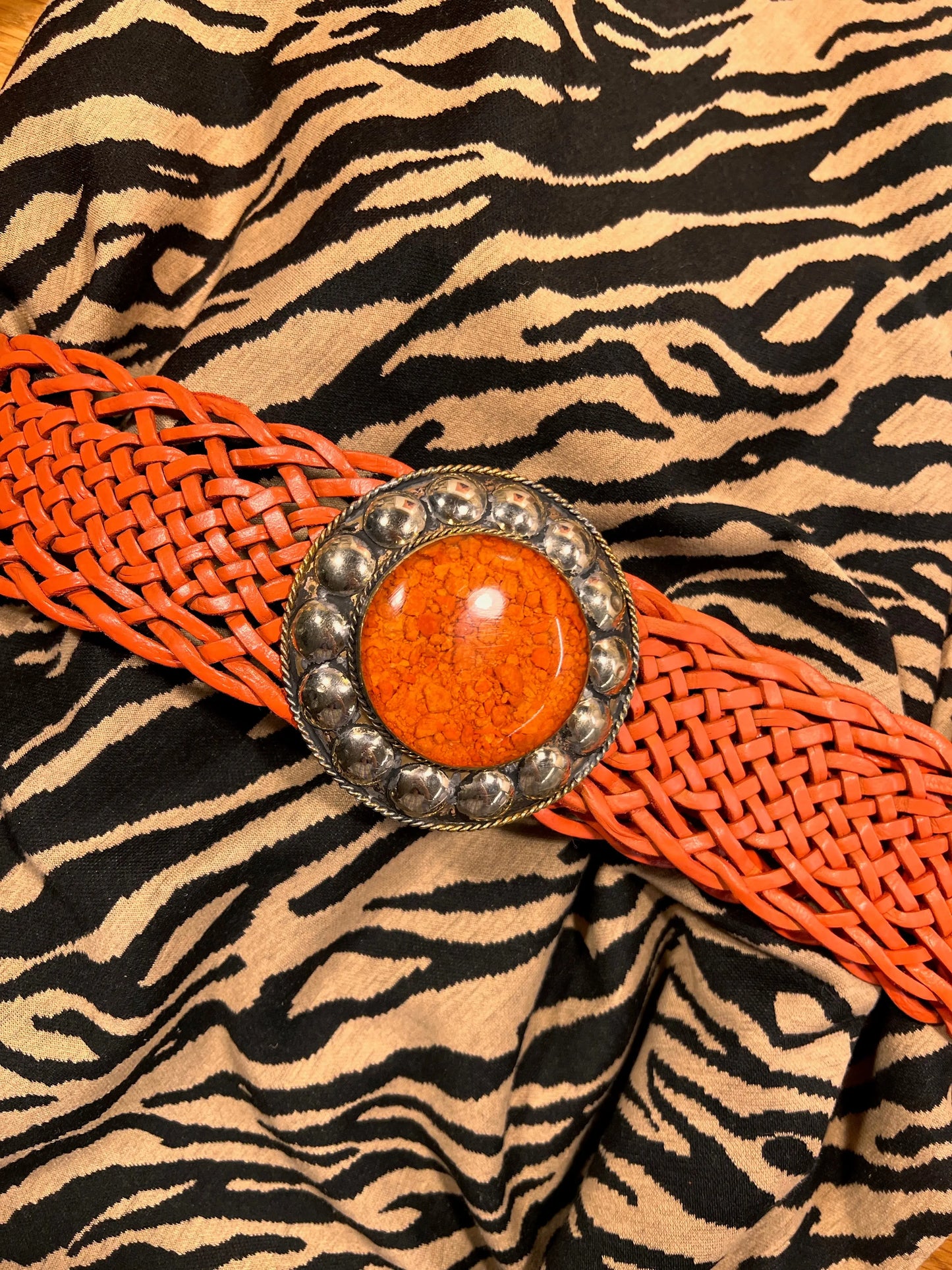 CEINTURE CUIR GRANDE TAILLE FEMME ORANGE