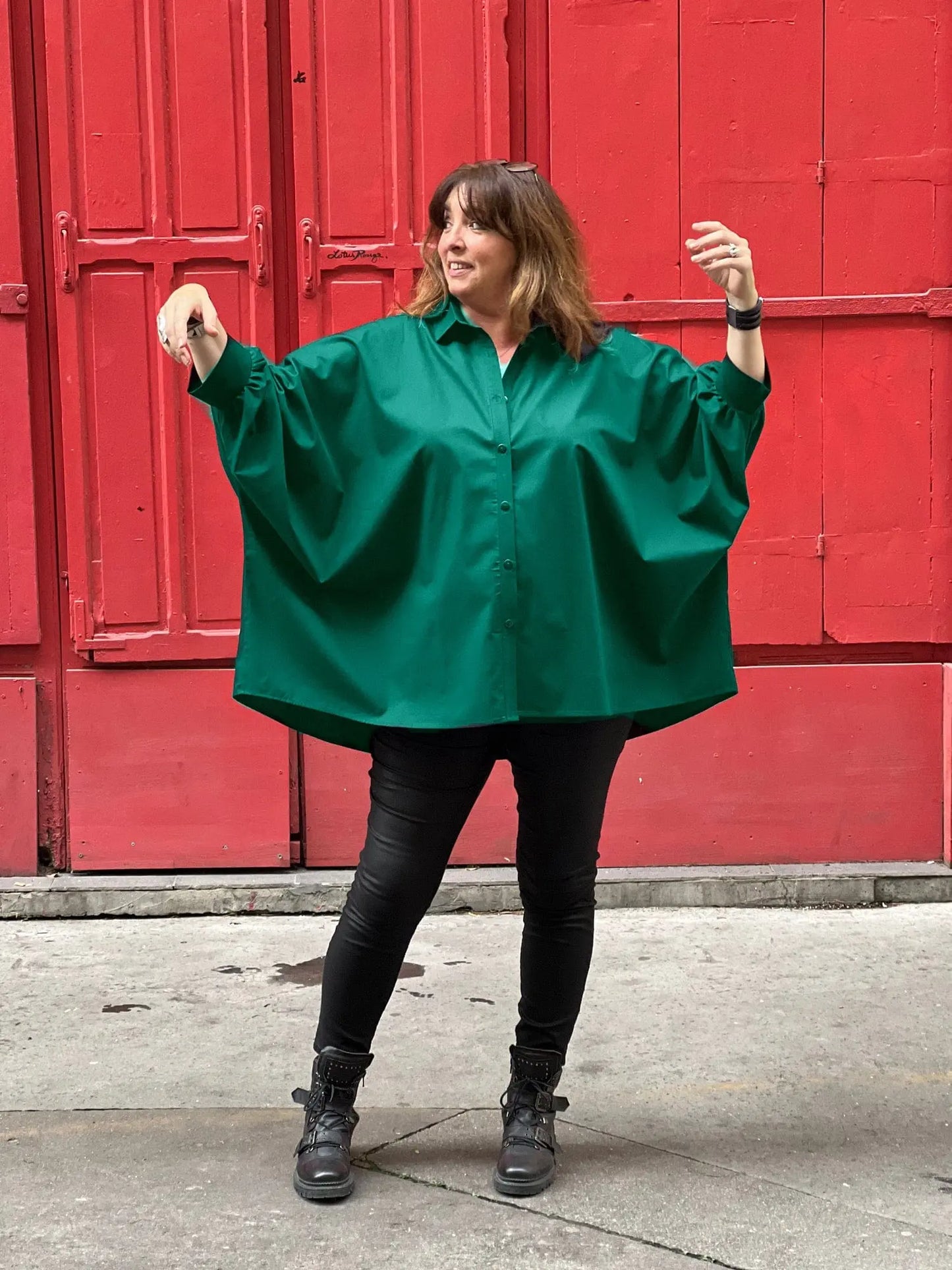 Chemise grande taille oversize vert émeraude