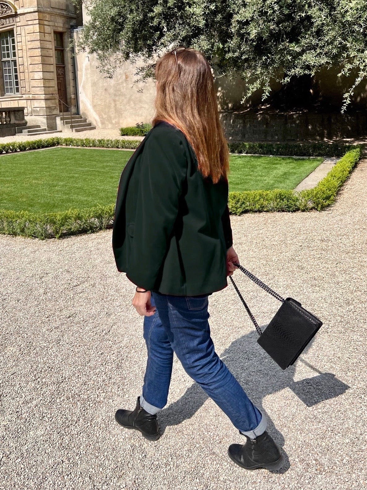 Blazer Morgane en velours vert sapin dos - Les Militantes