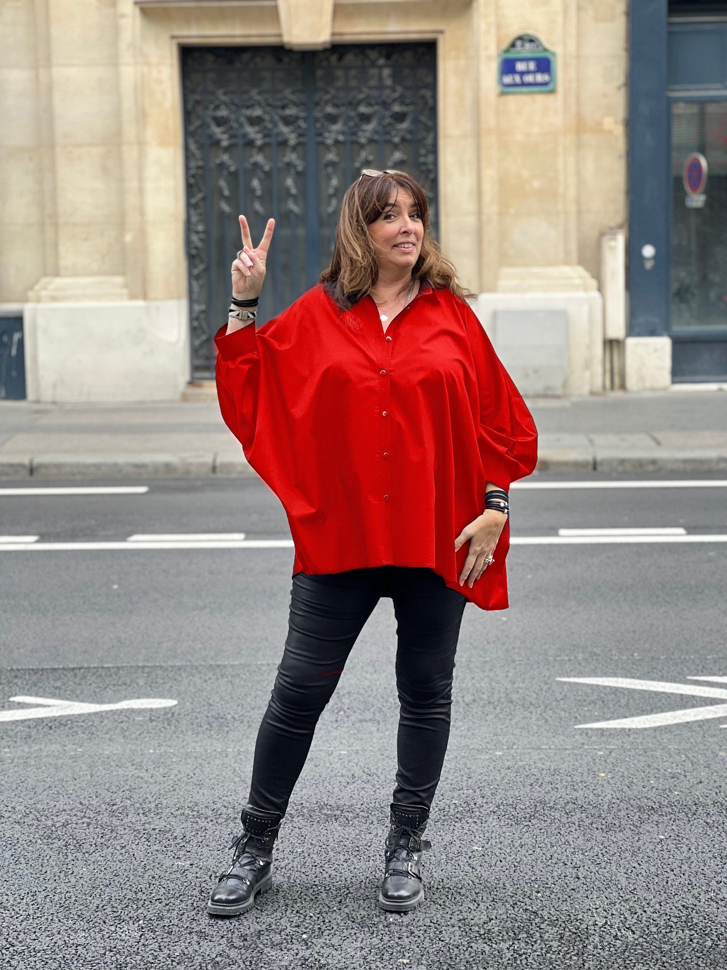 Chemise grande taille oversize rouge