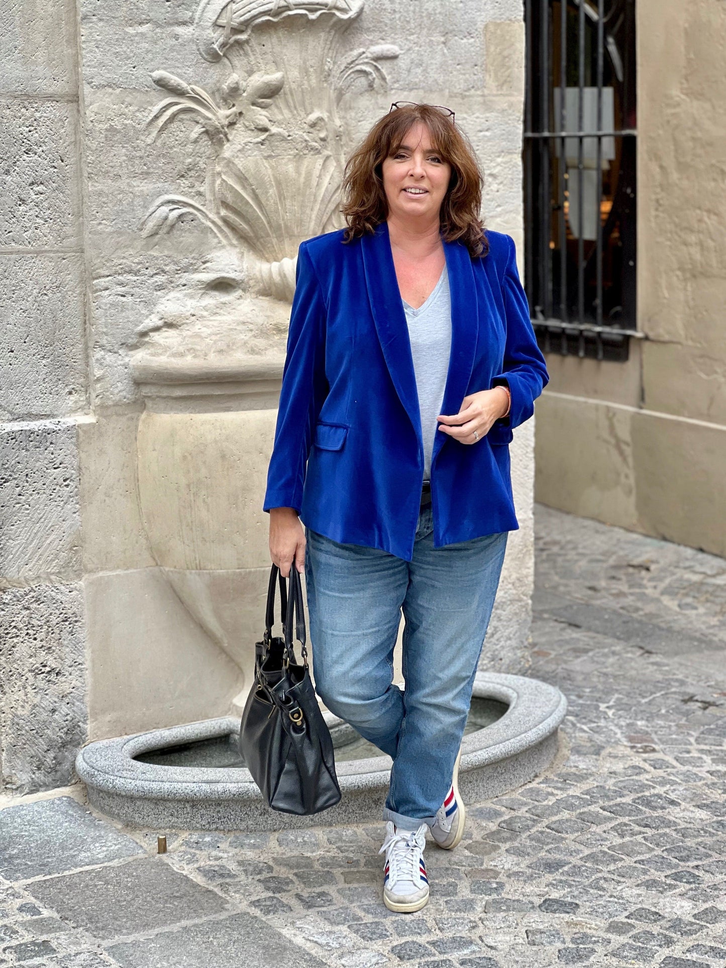 Blazer velours grande taille bleu vif - Les Militantes