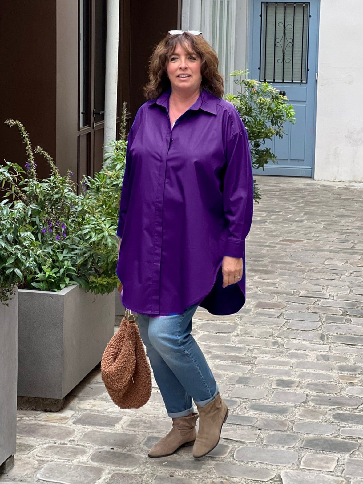 long shirt large size women purple