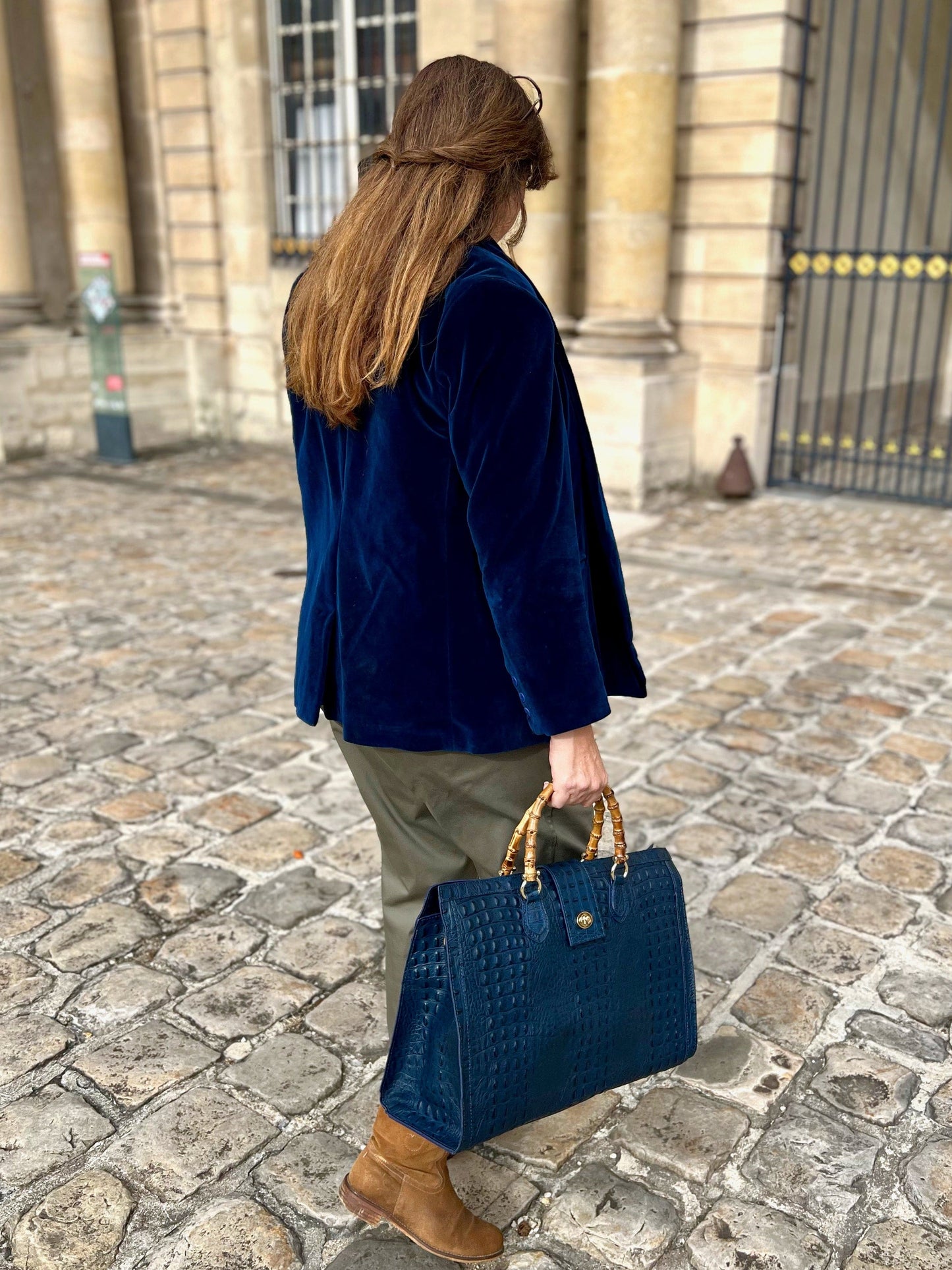 Blazer Morgane en velours bleu dos- Les Militantes