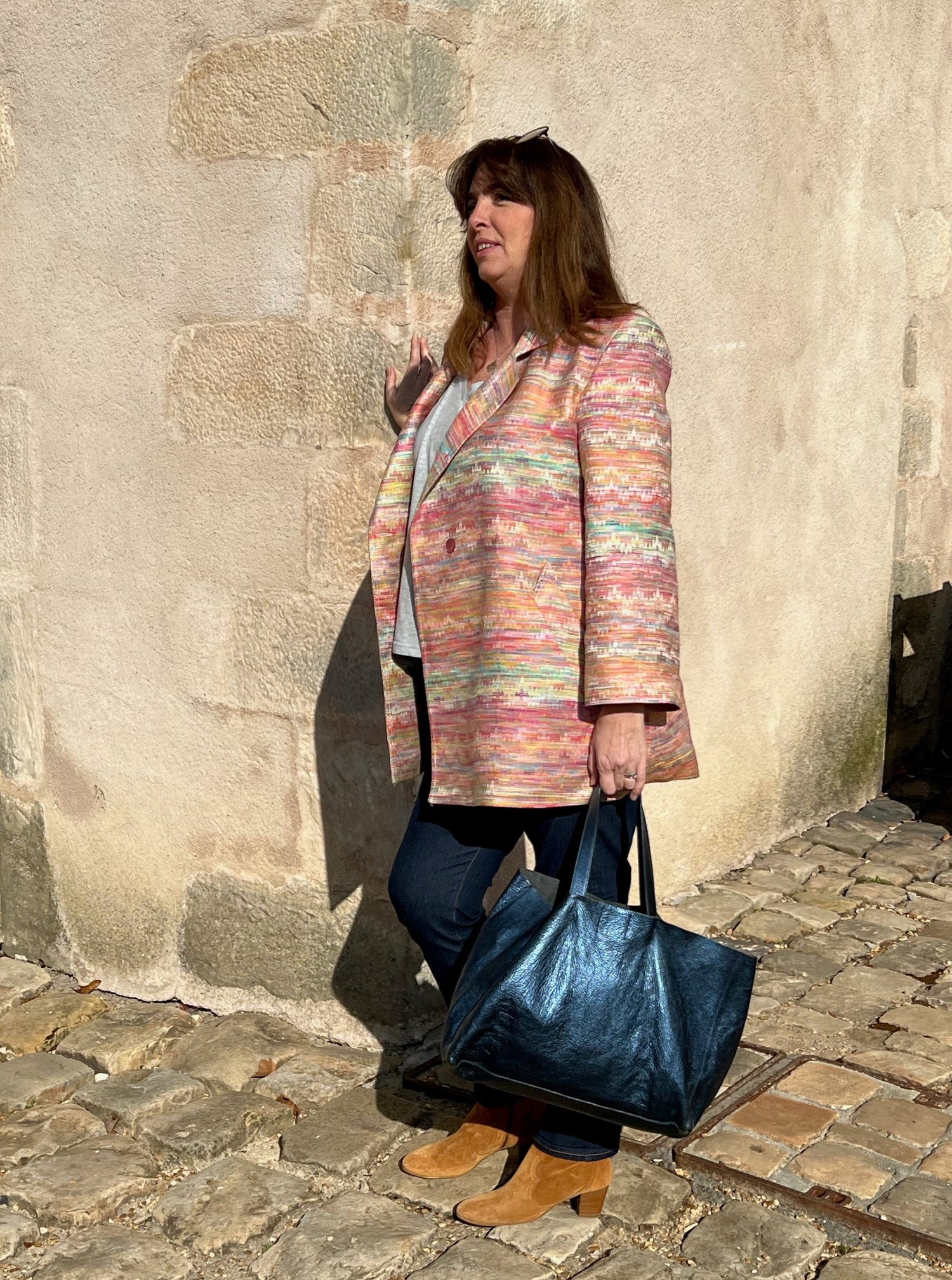 women's large multicolored profile coat