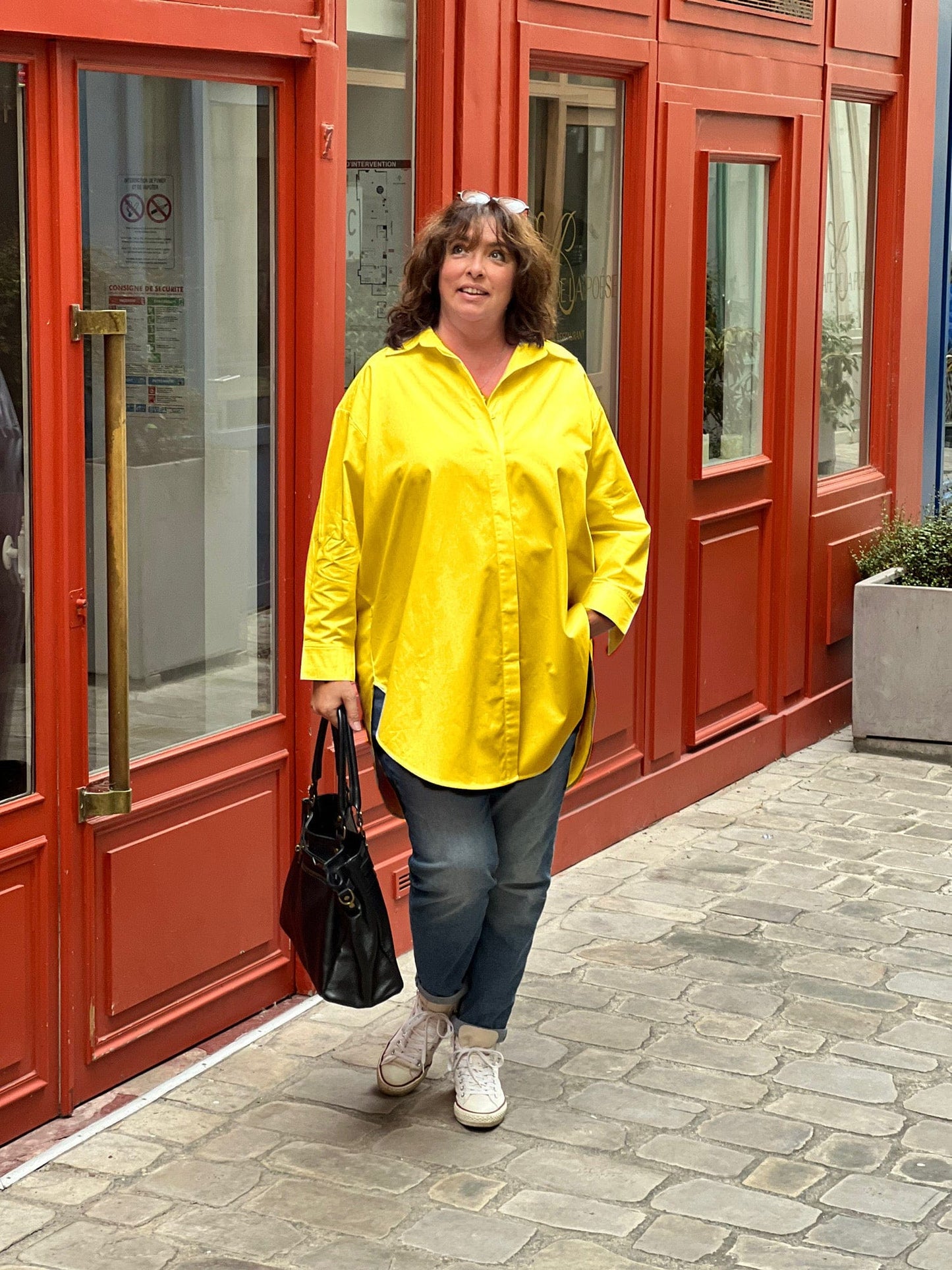 chemise longue grande taille femme jaune