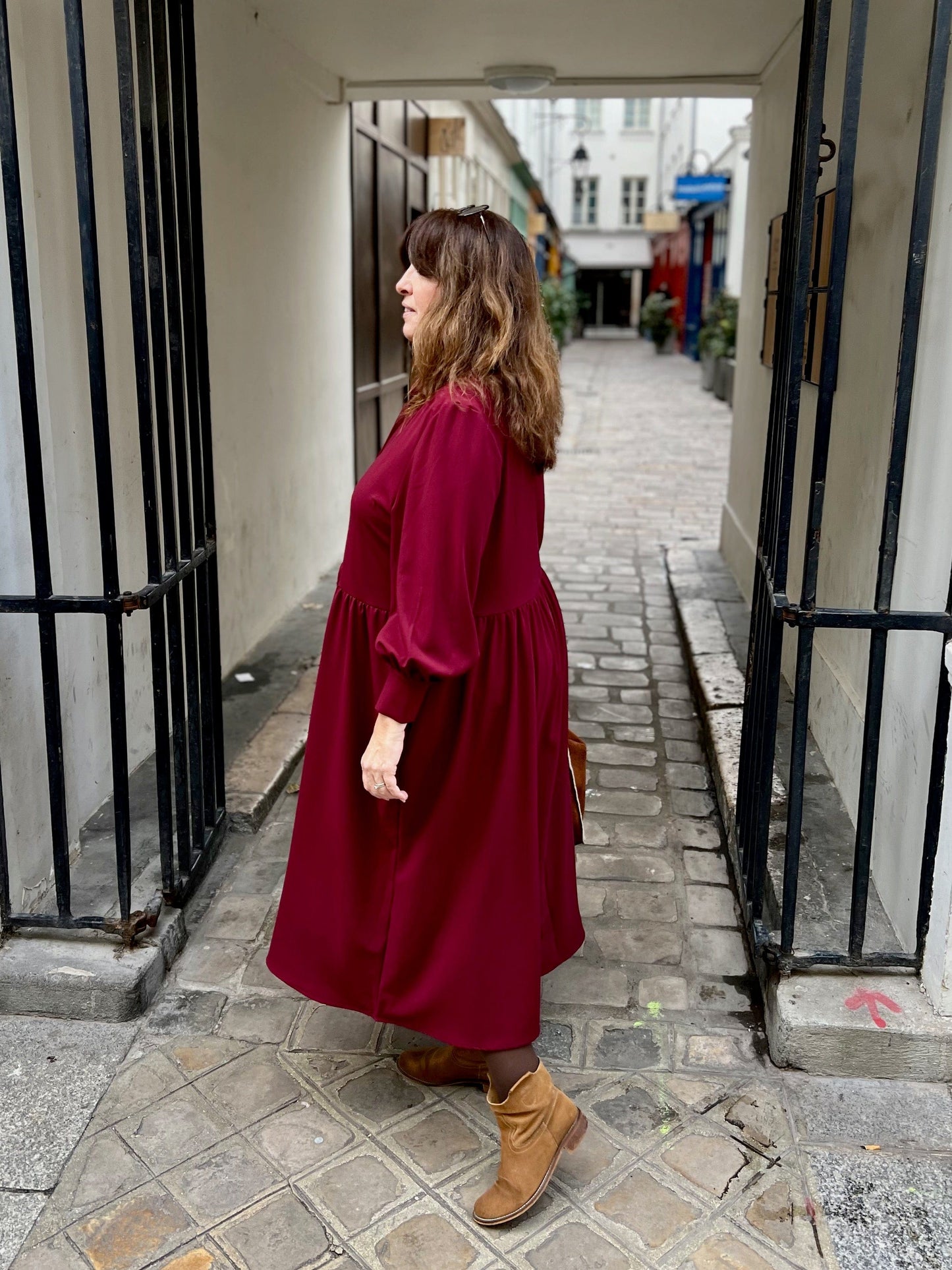 long dress large size burgundy profile