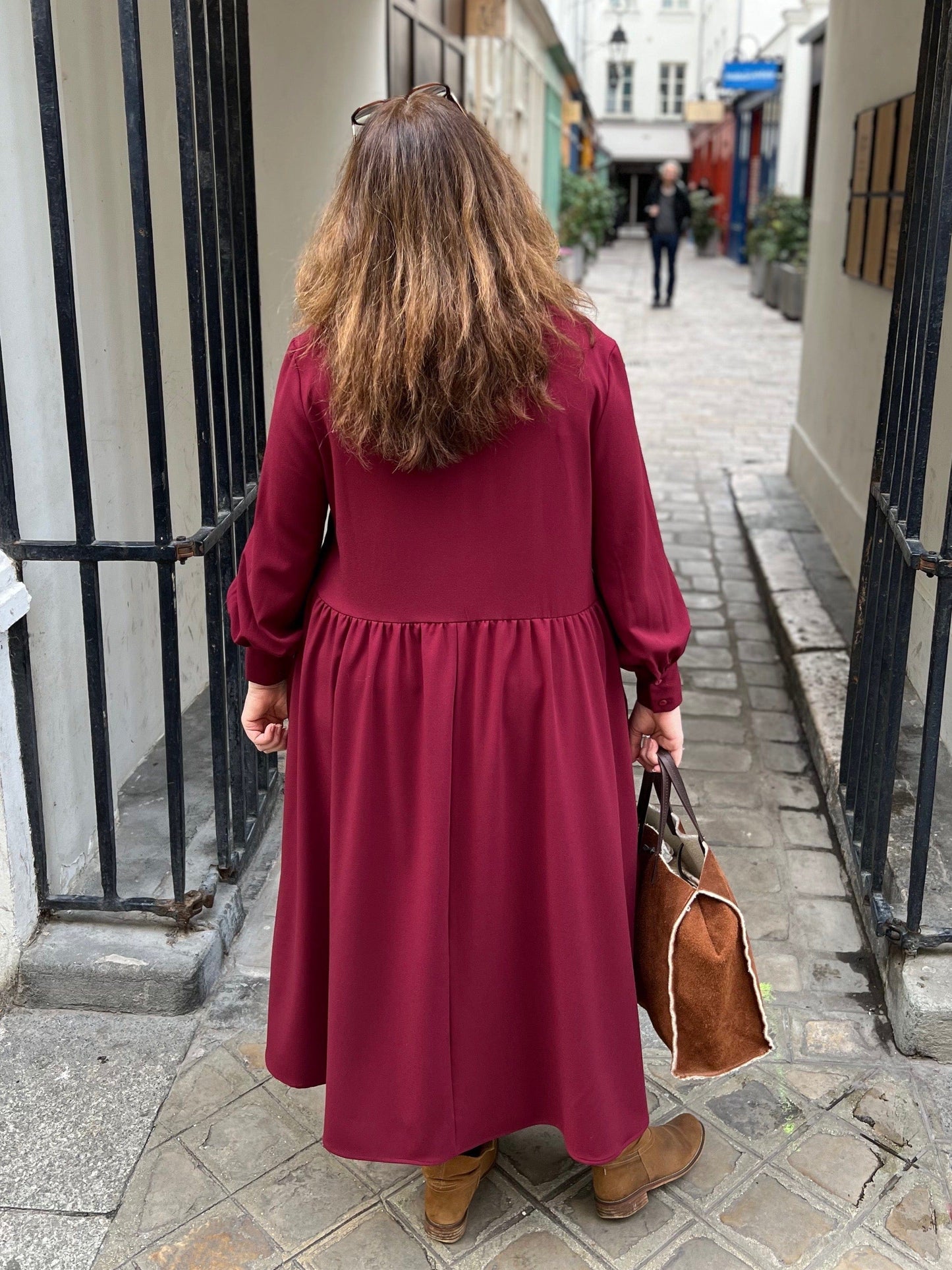 long dress large size burgundy back