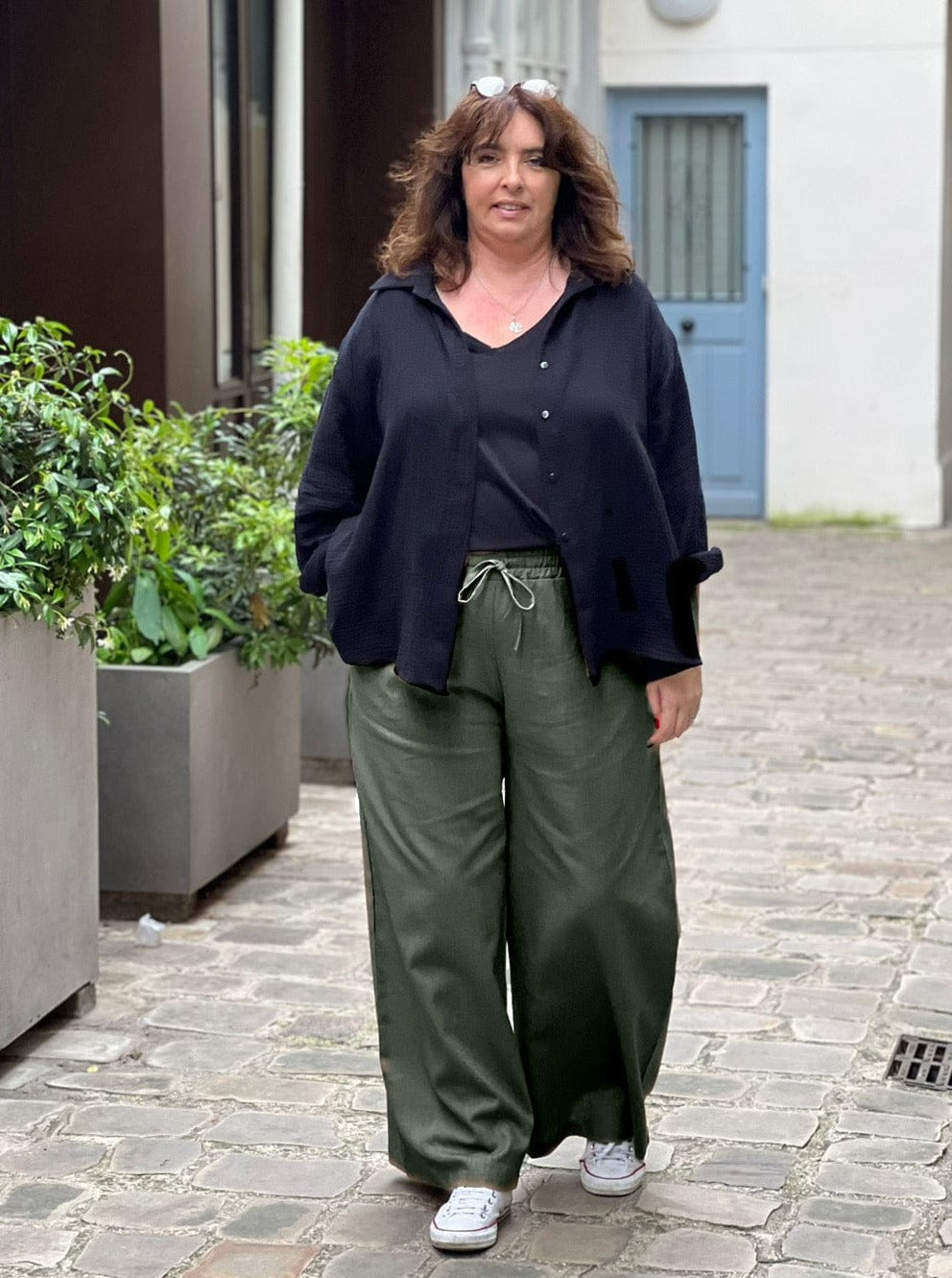 pantalon femme grande taille en lin kaki Les Militantes