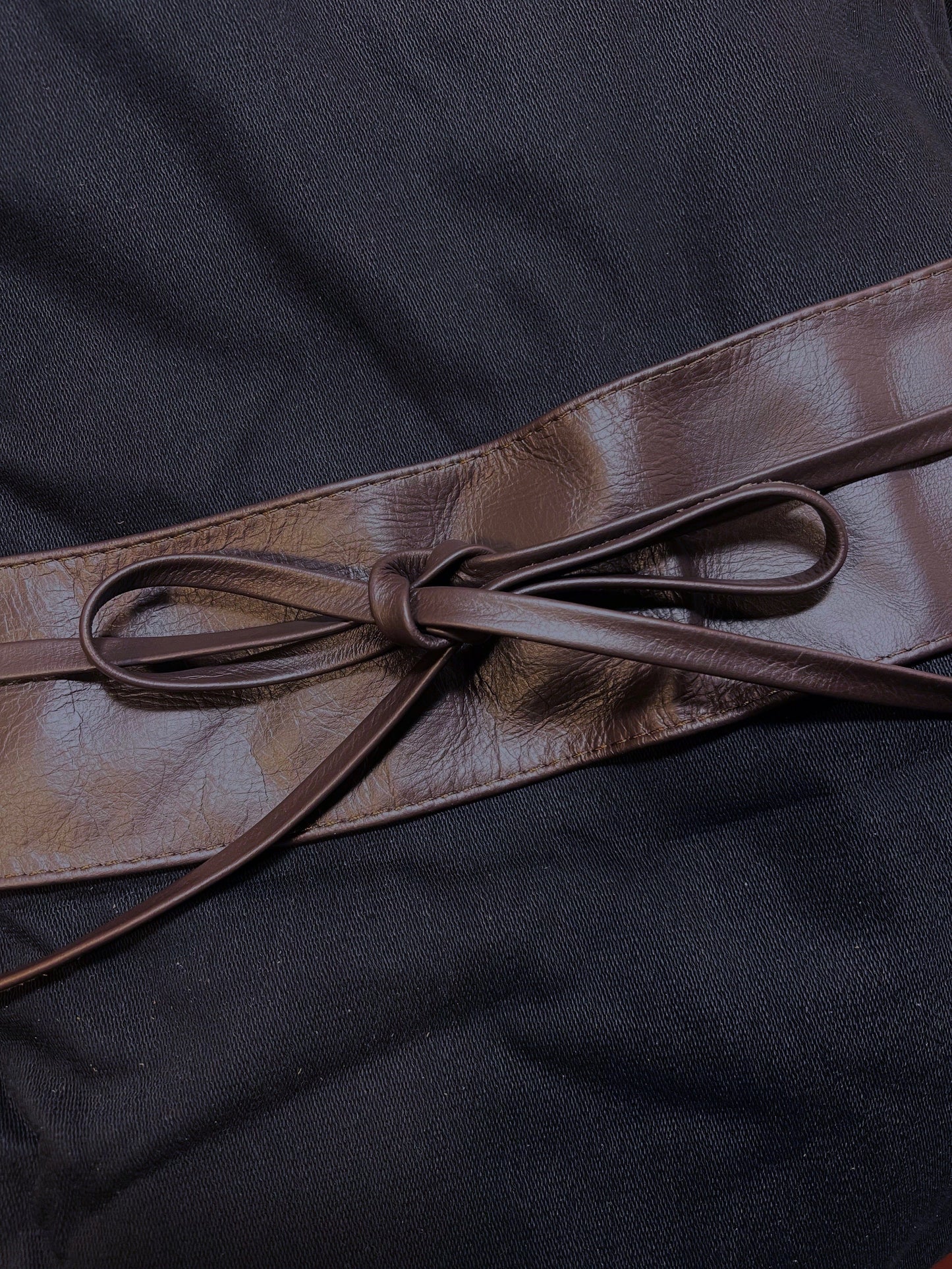 ceinture obi cuir marron