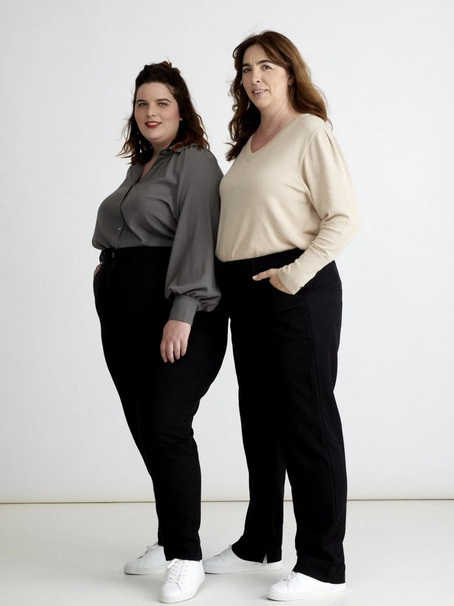 Les Militantes - Marcel pantalon noir grande taille  chic, tendance hanches larges de qualité made in France 