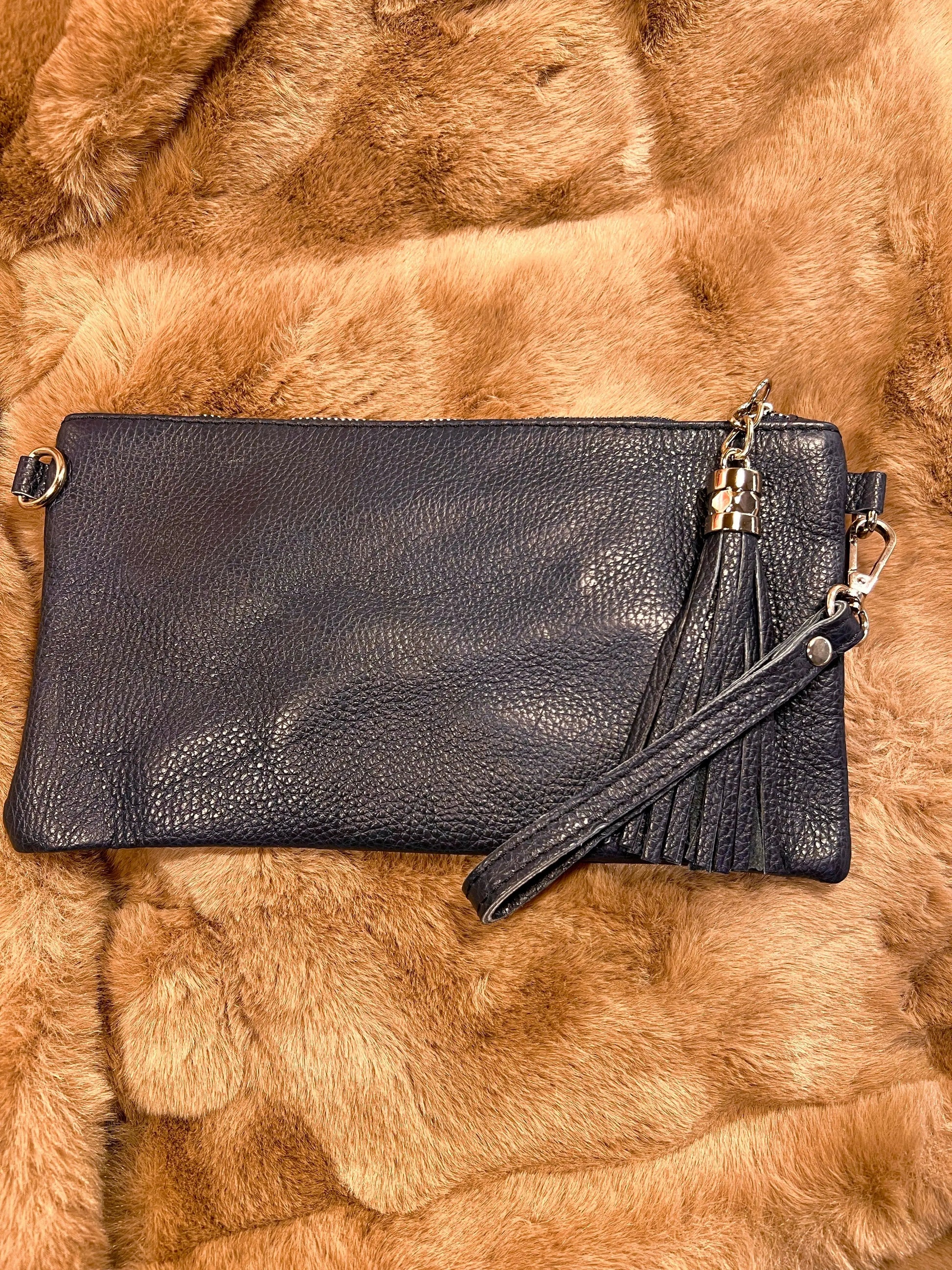 POCHETTE EN CUIR HAUTE QUALITE BLEU MARINE DOS