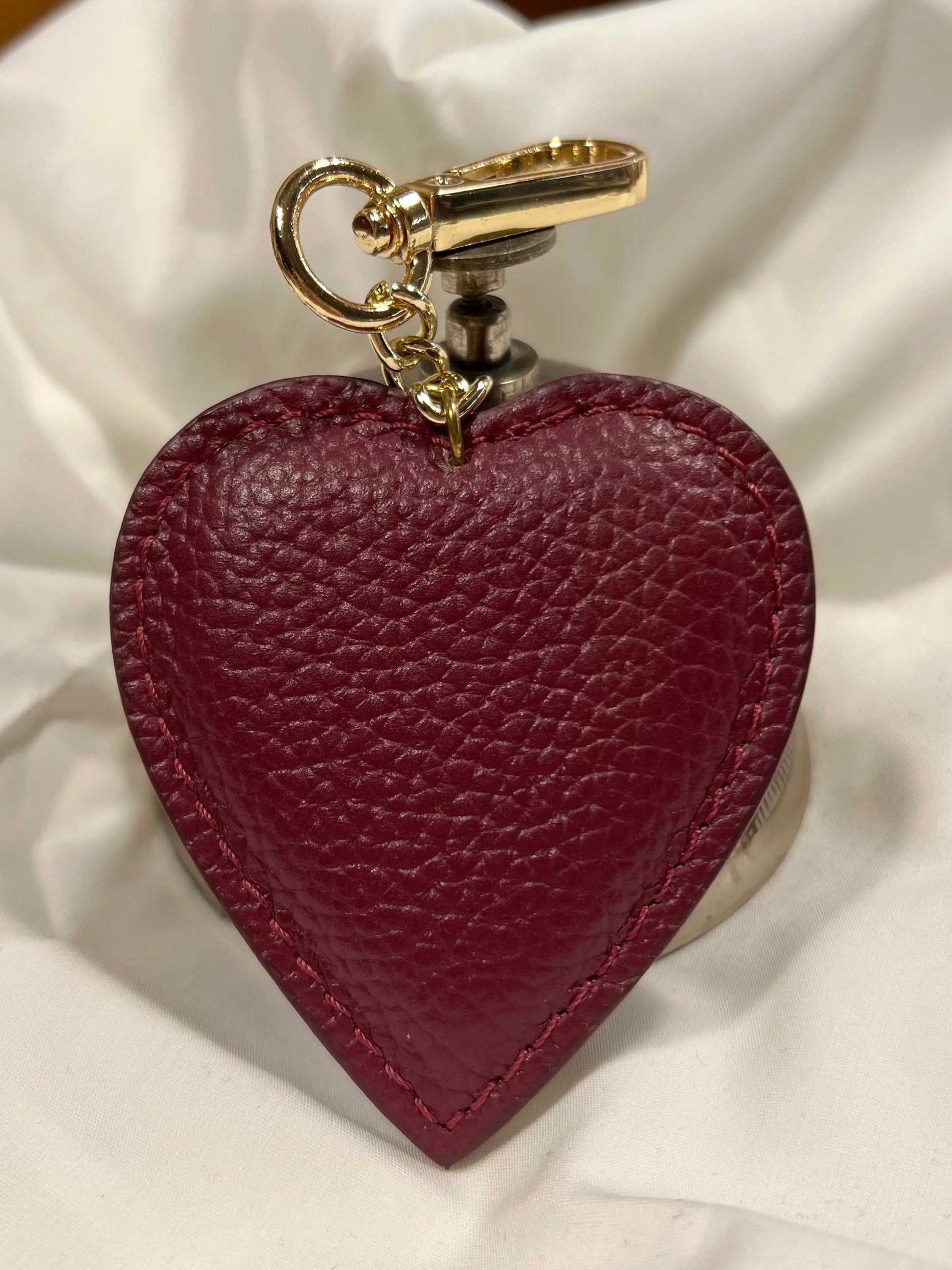 BIJOUX DE SAC, COEUR EN CUIR, BORDEAUX PORTE CLES