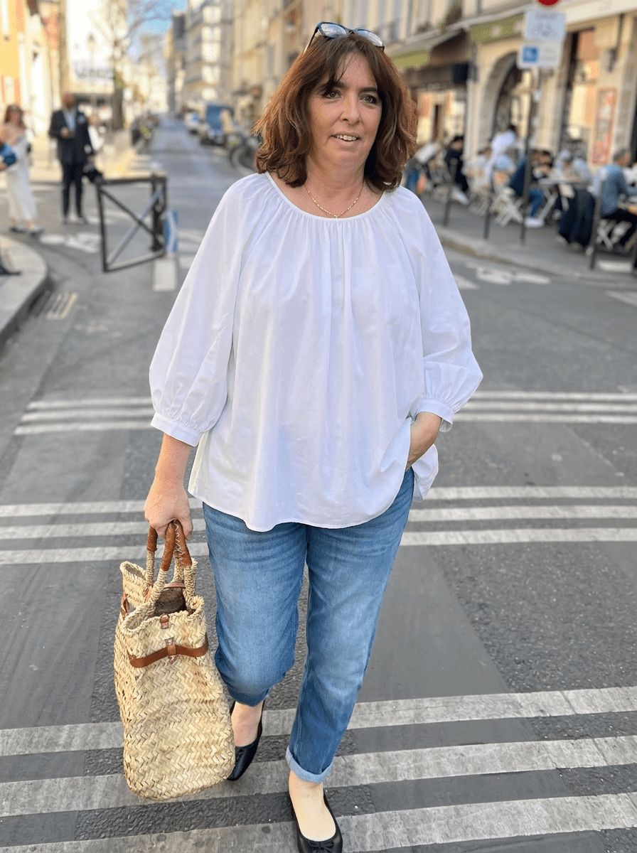 Blouse grande taille en popeline de coton  blanc - Les Militantes
