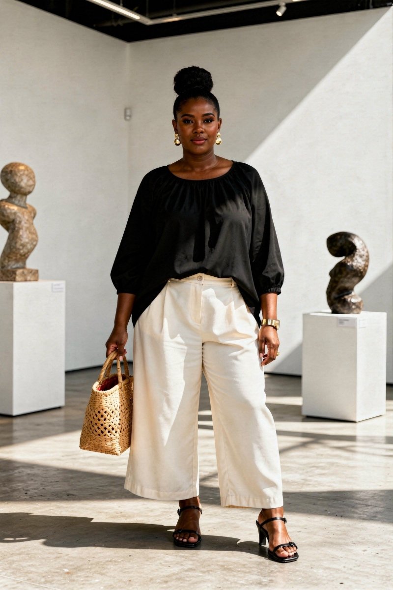 Blouse grande taille en popeline de coton  noir - Les Militantes