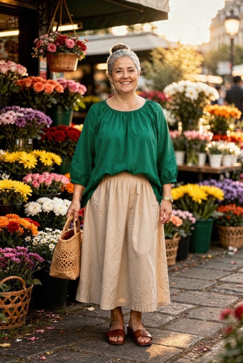 Blouse grande taille en popeline de coton  vert - Les Militantes