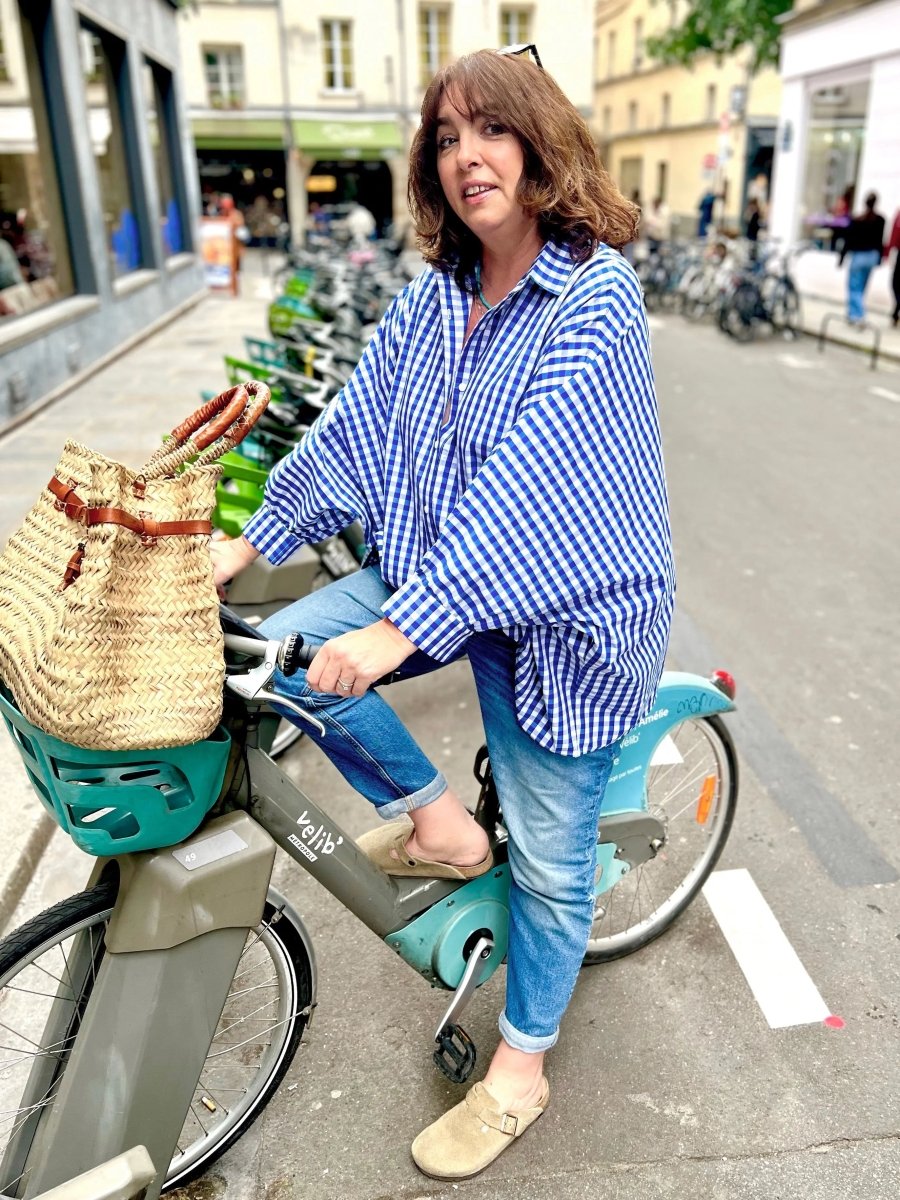 Chemise maxi oversize Caroline en popeline Vichy - Les Militantes