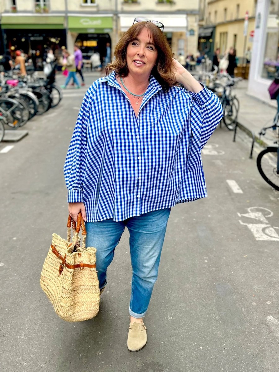 Chemise maxi oversize Caroline en popeline Vichy - Les Militantes