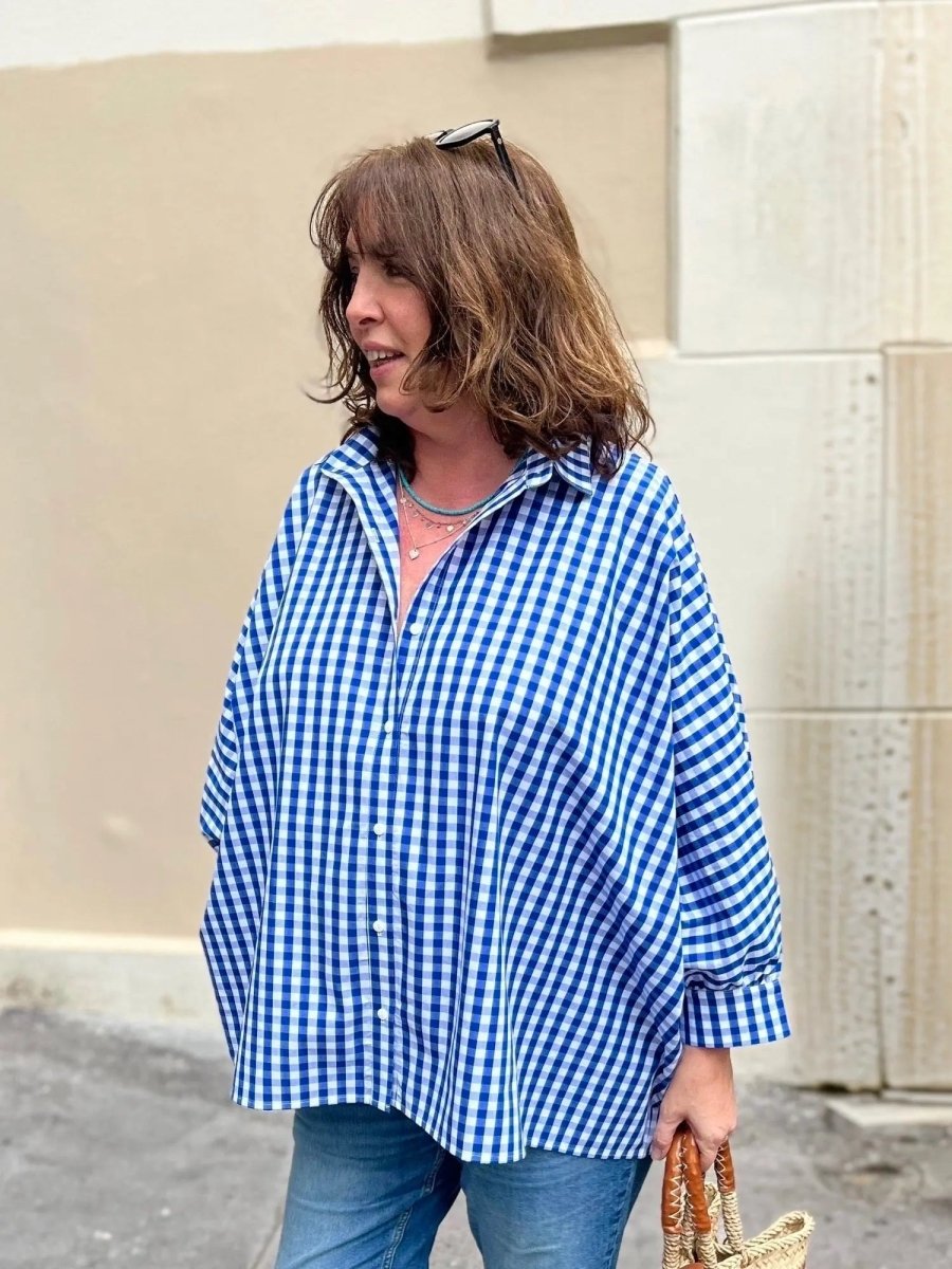 Chemise maxi oversize Caroline en popeline Vichy - Les Militantes