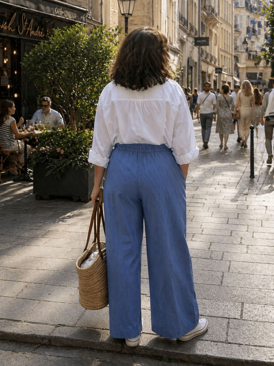 Pantalon palazzo grande taille femme - popeline de coton - Les Militantes