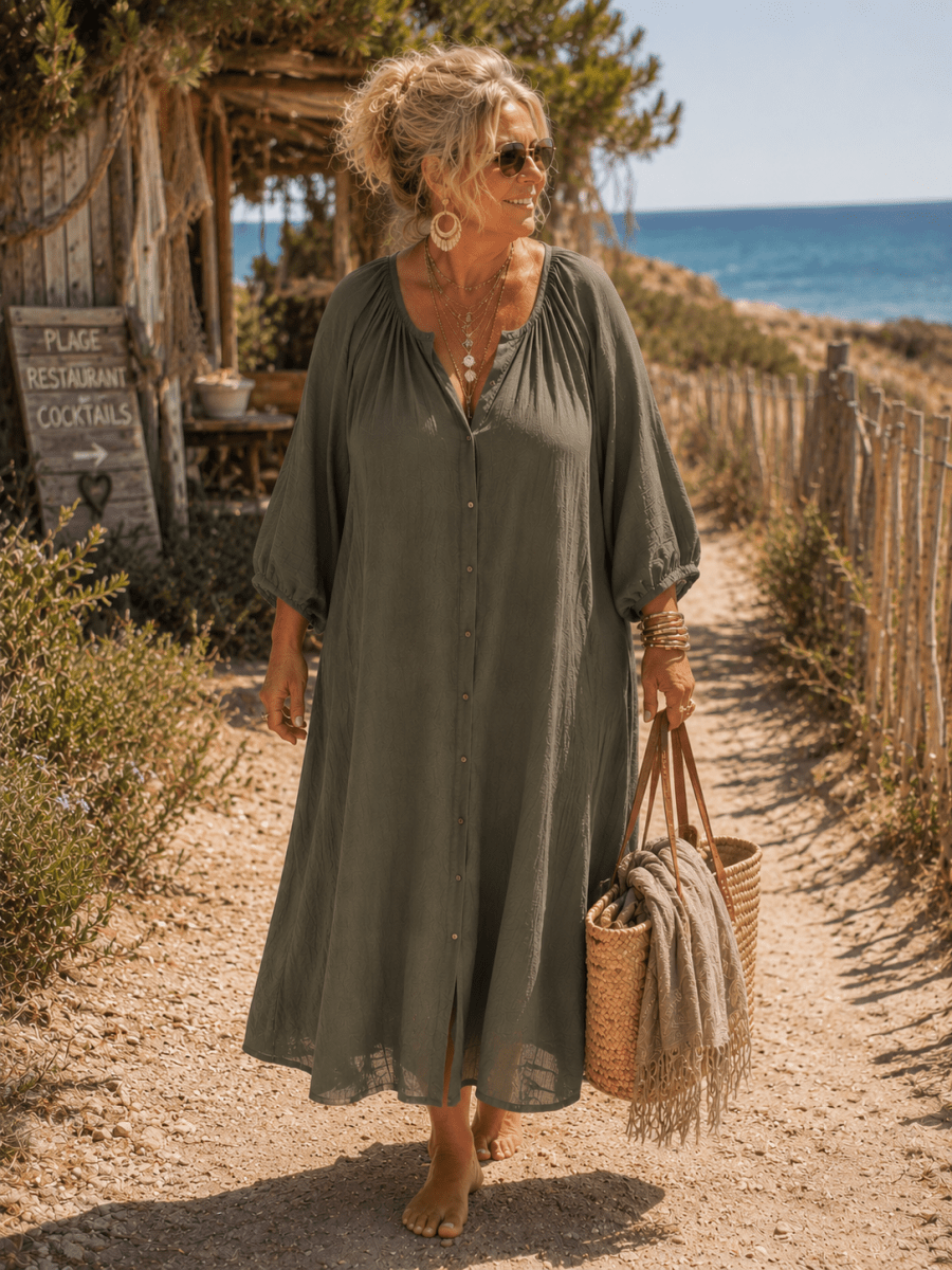 Robe Fantine grande taille femme - tombé fluide gaze de coton - Les Militantes