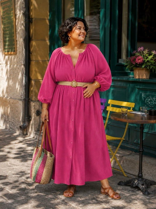 Robe estivale femme grande taille - silhouette structurée à la ceinture - Les Militantes