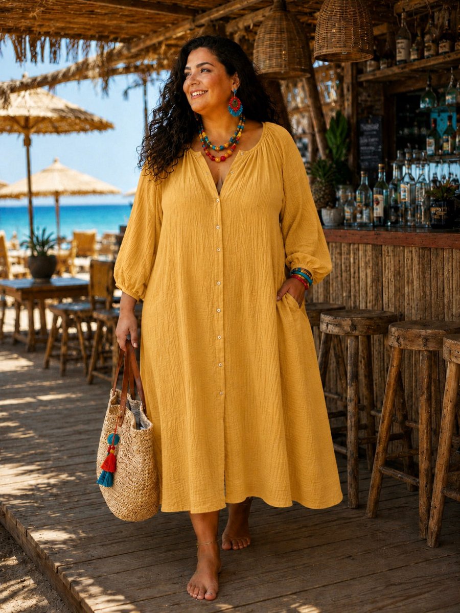 Robe estivale grande taille - robe-chemise longue 12 coloris - Les Militantes