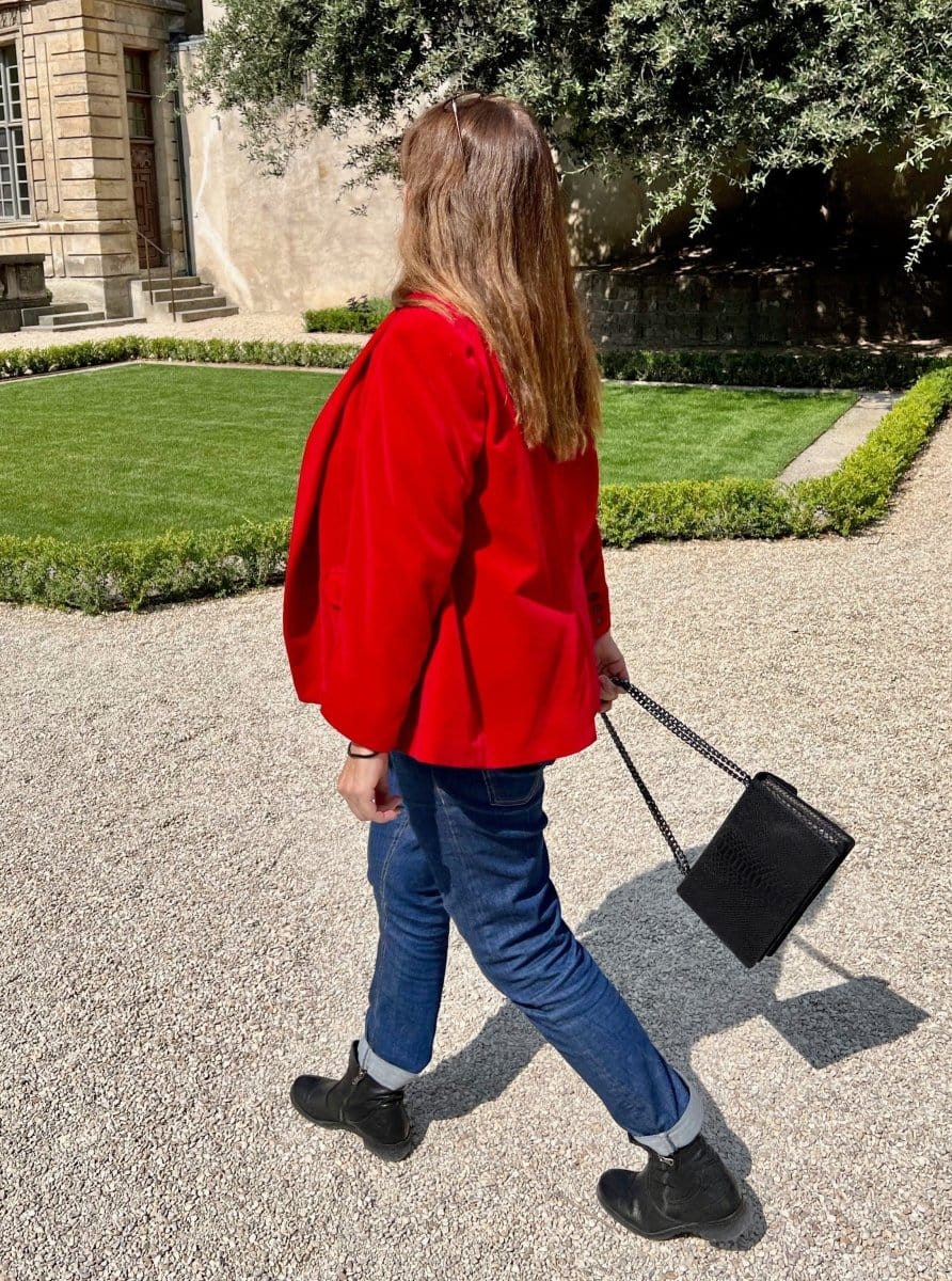 Blazer Morgane en velours rouge dos - Les Militantes