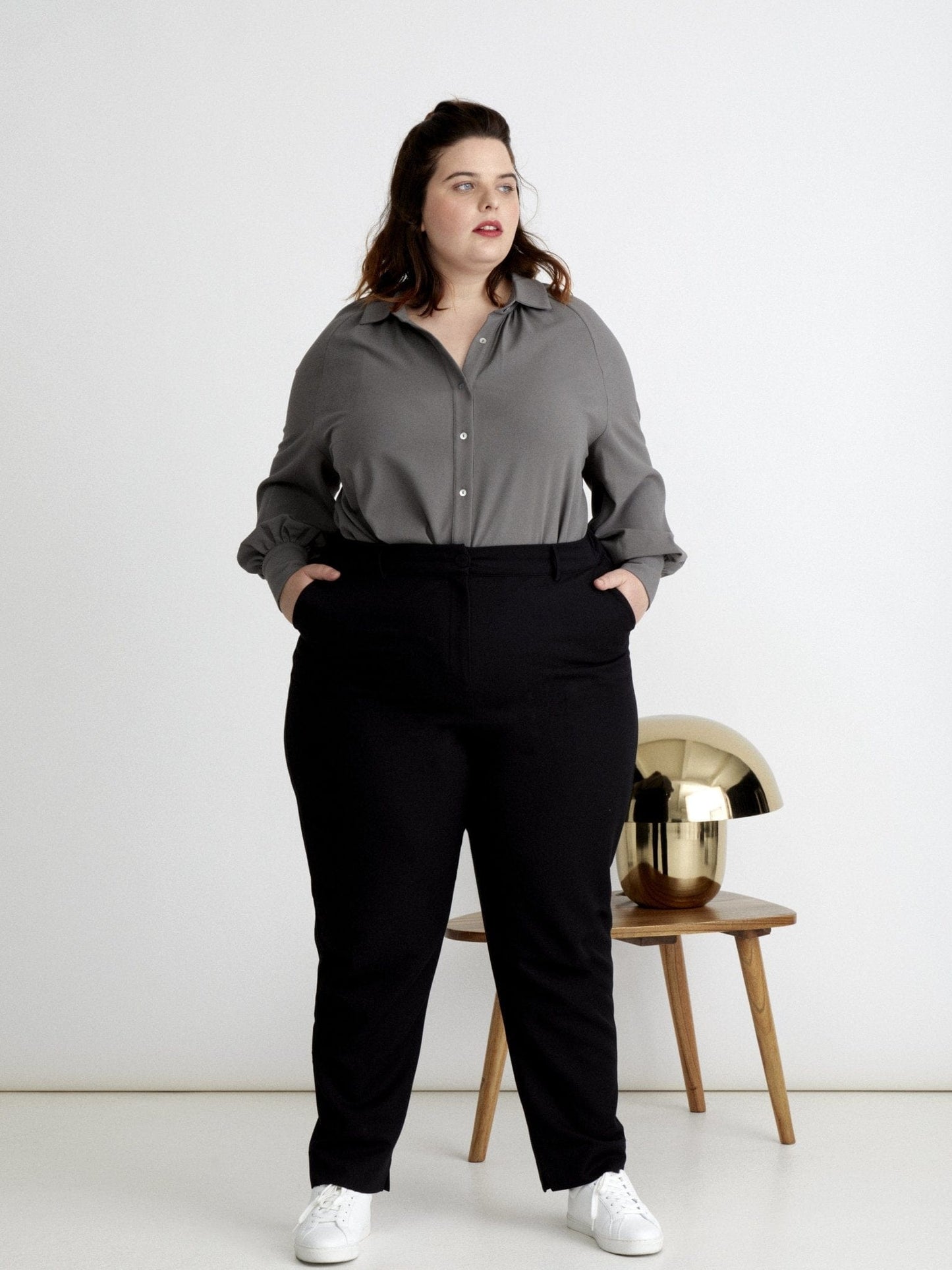 Les Militantes - Marcel pantalon noir grande taille  chic, tendance hanches larges de qualité made in France 